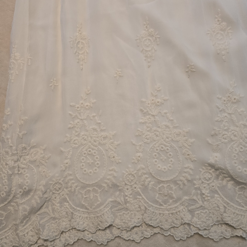 Elegant Whitish Cream Embroidered Dress - Picture 7 of 11